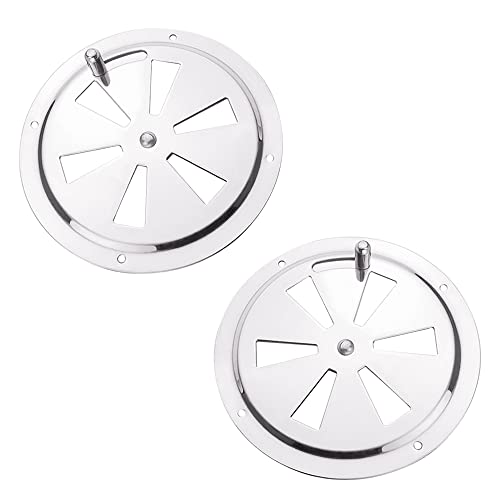 Belvanr Grille de Ventilation Ronde 2 Pièces Évent d'Aération en Acier Inox Grille de Ventilation Inox Grille D'évacuation Air Grille d'aération 125 mm,Ouverture d'aération Réglable pour Ventilation Cover