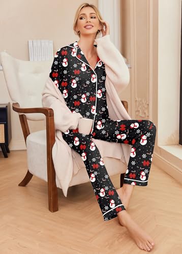 Image of Ekouaer Pajamas Women's Long Sleeve Sleepwear Soft Button Down Loungewear Pjs Lounge Set Nightwear XS-XXL