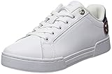 Tommy Hilfiger Tenis de Corte con Detalle de botón, Zapatillas Mujer, White, 38 EU