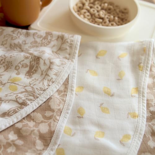 aden + anais Silky Soft Bamboo Viscose Burpy Bib – Multi-Use, Absorbent 4-Layer Burp Cloth and Full-Coverage Snap-Closure Baby Bib in One, 22.5” X 11”, 2-Pack, Natural Woodland4