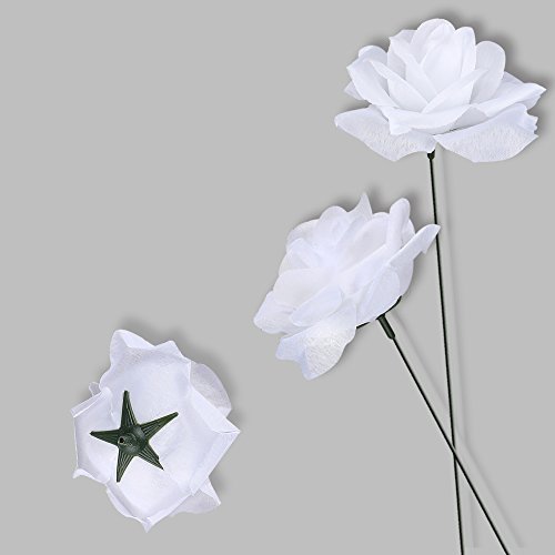 Topixdeals Silk Cream Pink Roses Flower Head, Artificial Flowers Heads For Wedding Flowers Accessories Make Bridal Hair Clips Headbands Dress (50Pcs White) #TOP2
