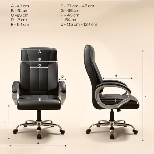 Image of Green Soul Kiev Orthopedic Boss Chair | Leatherette Office Chair | Ergonomic Executive Chair with Spacious Cushioned Seat | Heavy Duty Metal Base | Rocking Function (Black)