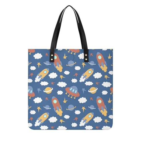 Sac à bandoulière fusée mignonne grand sac cabas femme imprimé original pour voyage