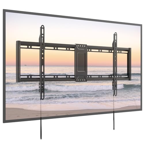 Universal TV-Wandhalterung 43-95 Zoll Feste - Flache TV Halterung bis 75kg, VESA 800x400 kompatibel, Für Curved & Flachbildfernseher, Wohnzimmer & Büro, Schwarz