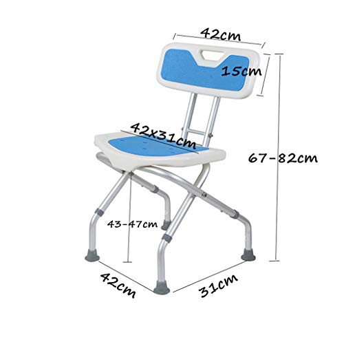 Tabouret de douche en aluminium avec dossier et siège réglable pour senior - 8