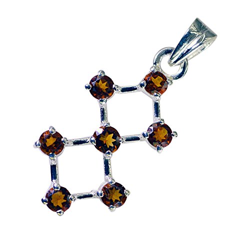 Pendentif en argent 925 et citrine véritable un bijou rond d'exception - 2