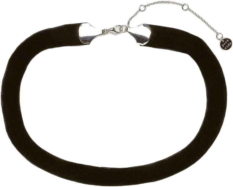 Pura Vida 14" Disney Cinderella Velvet Ribbon Choker Necklace - Brass Chain, Rhodium Plating - Black, 3" Extender