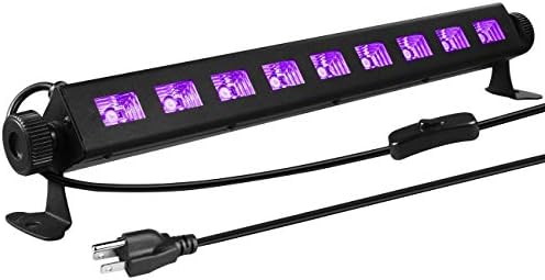 Gohyo 9 LED Black Light, 27W LED UV Bar Glow in The Dark Party Supplies for Christmas Blacklight Party Birthday Wedding Stage Lighting, Material Metal Iron