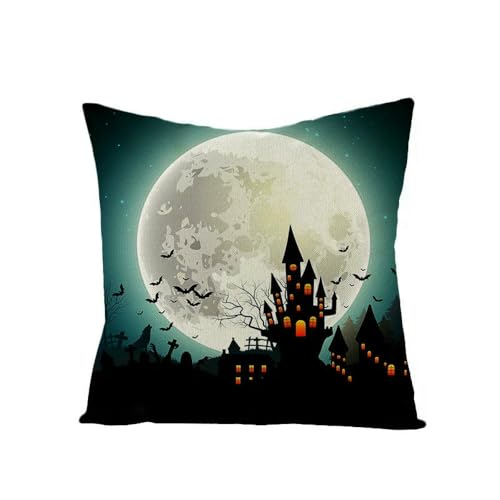 Housse de coussin Halloween château finition peluche premium - 2