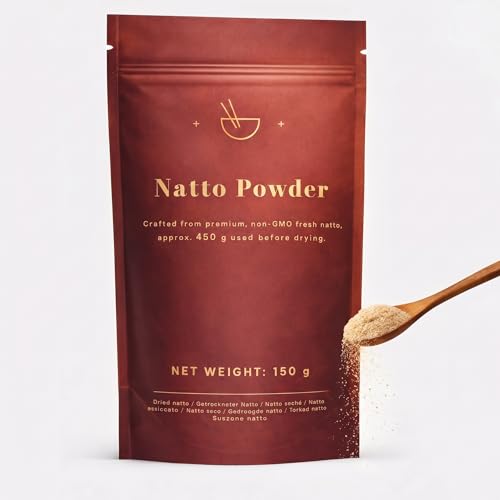Natto Pulver 150g – reich an Vitamin K2 – hergestellt aus bis zu 450g Natto – fermentierte Sojabohnen