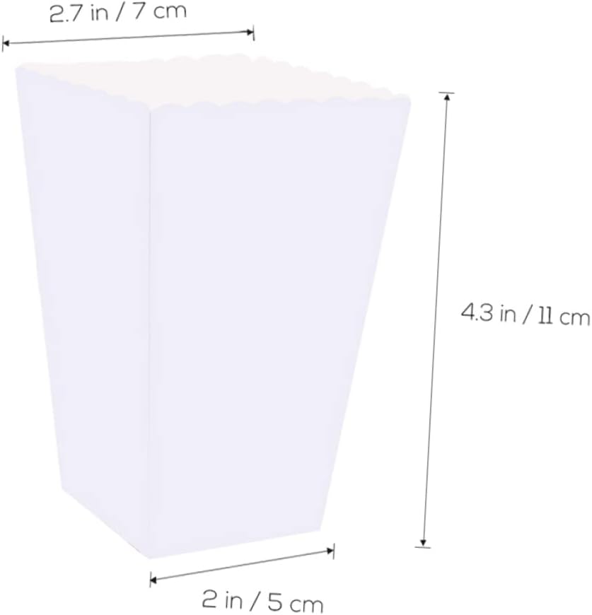100pcs Striped Popcorn Boxes White Paper Holders for Movie Nights Weddings and Parties for Snacks Favors and Festive Table Decor
