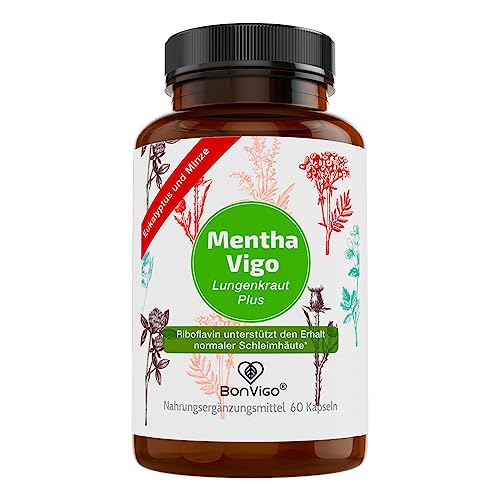 BonVigo® MenthaVigo Lungenkraut & Eukalyptus 60 Kapseln - 11 Pflanzen-Extrakte - Riboflavin zum...