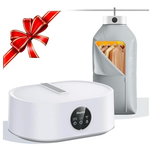 EasyAcc Asciugatrice Elettrico Portatile, Asciugatrice Slim Pieghevole Asciugatura Rapida Silenzioso/Sterilizzare 99%/Timer 8ore/Aria Calda 360°/10Kg Portante/600W per Armadio Viaggi Hotel