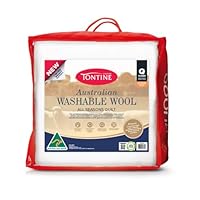 Tontine Lightweight Australian Washable Wool Quilt Doona, Single – Breathable All-Seasons Comfort with Natural Cotton Cover – Dust Mite Resistant – Dust Mite Resistant – Machine Washable