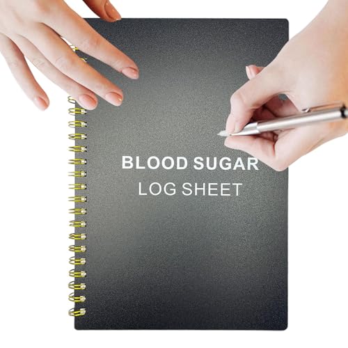 Control de glucosa con tabla presión arterial en cuaderno portátil A5 para visitas médicas