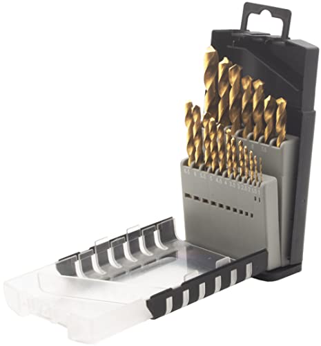 Krino - 01170301 - Brocas HSS-G rectificadas con titanio, juego de 19 unidades, acero