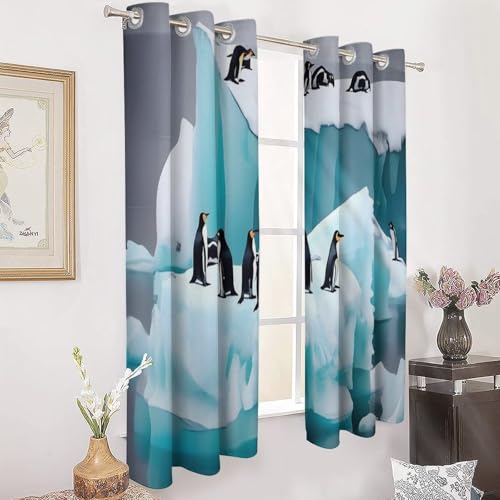 Rideaux occultants contre la chaleur et le vis-à-vis motif pingouin 132 cm