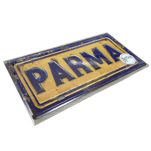 Cartel de chapa Parma Vintage Metal | Decorativo Parma Italia Souvenir | aspecto antiguo de matrícula estilo de matrícula (30 x 15 cm) | Decoración de pared para cocina, bar y rincón de placer