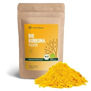 Kurkuma Pulver Bio 500g | fein gemahlene Kurkumawurzel in Bio-Qualität | Ideal zur Zubereitung einer Goldenen Milch, als Zugabe in Tee, asiatischen Gerichten, würzigen Suppen & Co | vom Achterhof