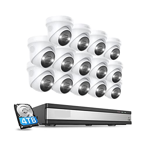Monitoreo de Video Sistema de vigilancia 4K 16CH Spotlight Sistema de cámara Inteligente de 8MP Cámara de vigilancia (Size : 4T, Color : 16CH 14Cameras)