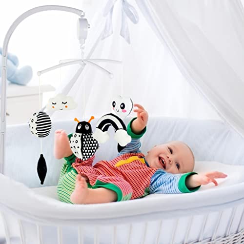 Musical Baby Crib,Rotary Electric Crib Mobile For Girls | Baby Essentials Black And White Animal Ornament Help Your Baby Fall Asleep Intelligence Development Tmay #TOP1