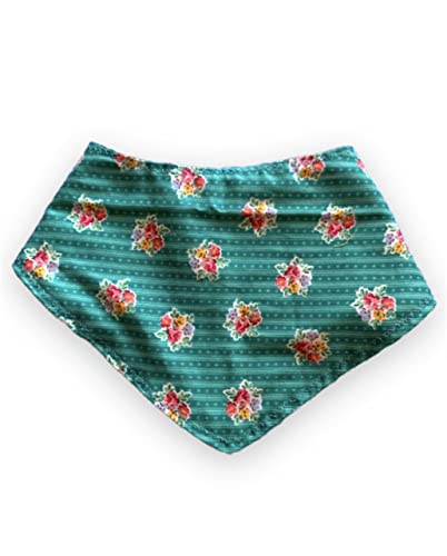 Handmade Baby Girls Turquoise Floral Print Cotton Blend Bandana Dribble Bib