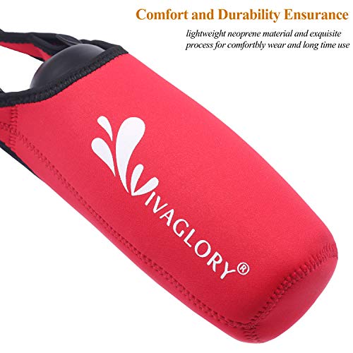 VIVAGLORY hundetrinkflasche & wasserflaschenhalter mit Schultergurt-Kombi, Hunde Trinkflasche & Wasserflaschenhalter für Unterwegs, Trinkflasche Edelstahl mit Wasserflaschenträger, 750ml, Rot