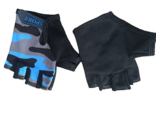 Marze Kids Bike Gloves Anti-Slip Half Finger Cycling Gloves For Children 4-12 Y (Grey) #TOP2