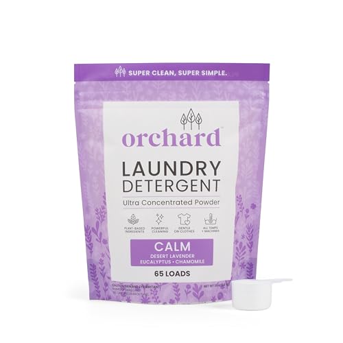 Orchard Laundry Detergent Powder Natural Deep Cleaning Laundry Powder for Sensitive Skin – Lavender Chamomile – Plant Based Effective Ingredients – 65 Loads – Enzyme-Powered, Eco Friendly Detergent