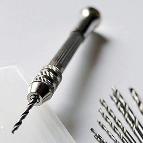 GTIWUNG 10 Pcs Mini Pin Vise Hand Drill Bits, Micro Twist Drill Bits Set with Precision Hand Pin Vise Rotary Tools for Jewelry Carving Woodworking Plastic (0.8-3.0mm)