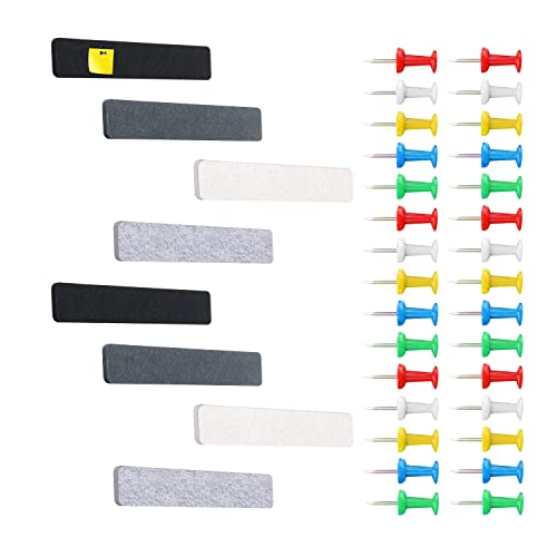 8-Pack Bulletin Board Strips with 30 Push Pins, Bulletin Board, Felt Pin Board, Memo Board, Sticky Note Board, for Home, Office, Memo Display, Sticking Notes, Photos, Schedules, Announcements.