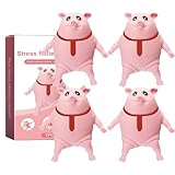 Rosa Cerdo Juguetes Antiestres Squeeze - 4uds Cerdito Juguetes Antiestrés, Juguete de Descompresión, Juguete de Vent para Apretar, Diseño de Corbata Roja, Aliviar Estrés Juguete, Aliviar Sentimientos