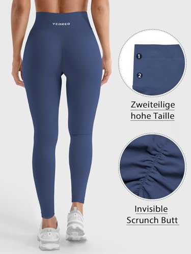 Graue YEOREO Gym Leggings in Hochtalliumfang - Detailansicht von YEOREO Scrunch Butt Leggings Angebot – Dealfoxx.de