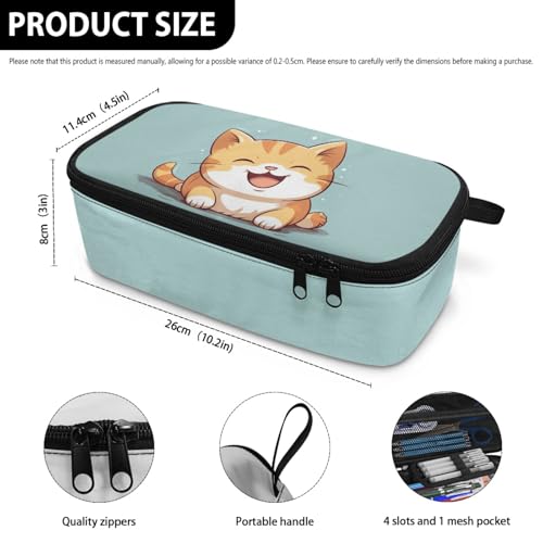Image of Cute Cat Girls Pencil Pouch for Kids Aesthetic Pencil Bag for Preschool Childern Casual Pencil Case with External Zipper Pen Box for Boys Adults Men Cion Purse for Office Supplies,Large