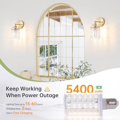 Image of Shenmoyl Crystal Battery Operated Wall Sconce, Rechargeable Battery Powered Wall Lamp with Remote Control, Modern Dimmable Wireless Wall Lights Fixture for Bedroom Bathroom(Transparent, Gold Base)