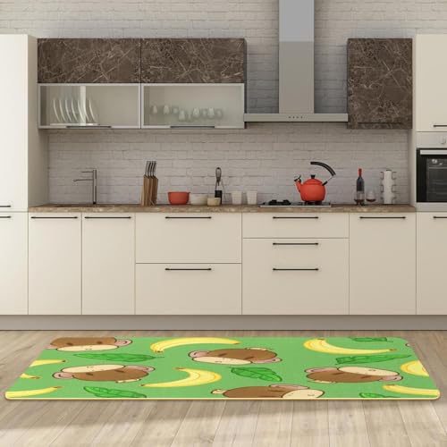 2 alfombrillas de cocina VAPOKF de monos y plátanos lavables 3