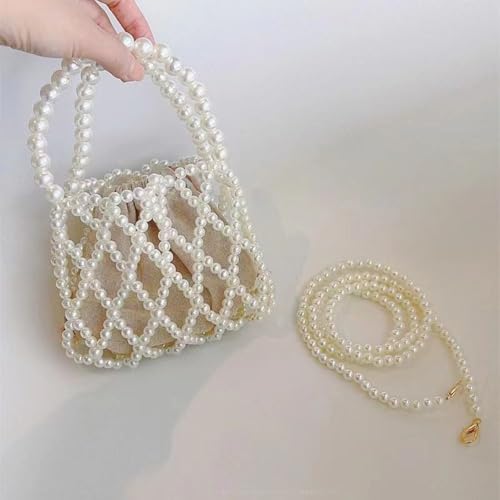 Travel Beach Bag Pearl Durable Shoulder Crossbody Lady Basket Handbag