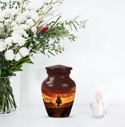 Image of Cowboy Urn - Small Urn for Human Ashes Keepsake - Urns for Ash Adult Male - Mini Urns for Human Ashes - Cremation Keepsakes for Ashes for Women - Size 3 Inch, Pack of 4
