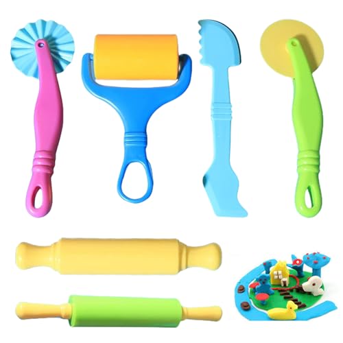 BFUZXY Juego de 6 herramientas para amasar, accesorios de plastilina para niños, arena mágica (multicolor)