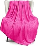 Exclusivo Mezcla Fleece Throw XL Blanket for Couch, Sofa, Super Soft and Warm Hot Pink Blankets, All Season, Cozy, Plush, Lightweight, 50x70 Inches