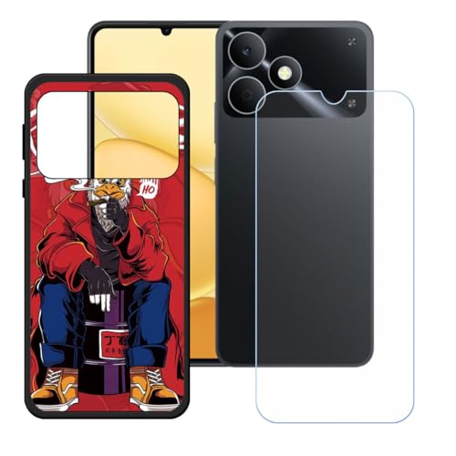 LCEHTOGYE �K�p Realme Note 80 +�����K���X�X�N���[���v���e�N�^�[�p�P�[�X�A�K�p Realme Note 80 (6,74")�ƌ݊����̂���u���b�N�\�t�gTPU�V���R���Q���P�[�X�ی�J�o�[ WZ14