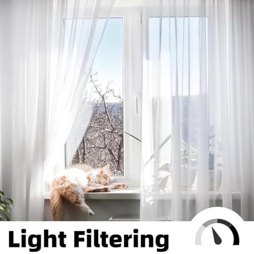 Filtre la lumière du soleil avec ce voile curtains blanc protégeant l'intimité de votre maison - 4