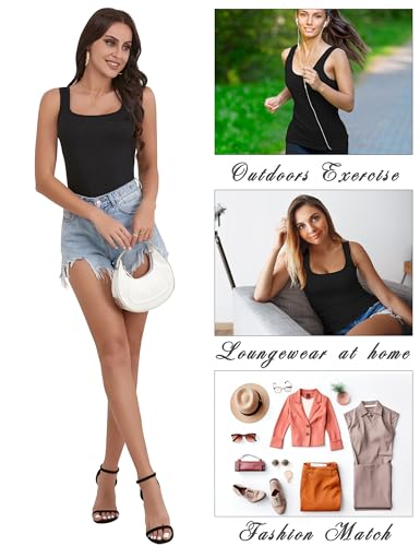 Image of BQTQ 5 Pack Women's Tank Tops Square Neck Sleeveless Ladies Tank Top Undershirts