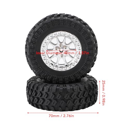 Alomejor RC-Autorreifen Fernbedienungsauto-Reifen Gummi-Offroad-Reifen 4pcs mit Verbesserter Traktion für MN82 LC79 RC-LKWs und Crawlers (Silver)