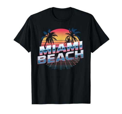 Miami Tshirt Donne Maschili Retro Florida Miami Beach USA Maglietta