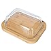 Produktbild liushop Butterdose Kreative Bambusbutter Geschirrdose Container-Käse-Brot-Server-Speicher-Keeper-Tablett mit Glasdeckel-Küchengeschirr Butterschale (Size : Size)