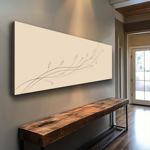 Toile abstraite horizontale grand format 20x60cm tableau moderne pour salon