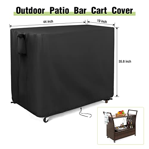 Guisong Outdoor Bar Cart Cover for Outdoor Rolling Wicker Bar Table Set 44\"x19\"x36\", Waterproof Dustcover for Outside Serving Cart, Heavy Duty Out door Beverage Cooler Covers