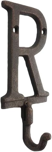 Handcrafted Nautical Decor Gancho de pared rústico de cobre con letra R alfabeto, 6 pulgadas