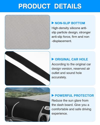 Image of Autorder Dashboard Cover Mat for Ford E150 E250 E350 1997-2008 /E450 2003-2008 Econoline Accessories Dash Cover Flannel Dash Mat Sunshade Glare UV Rays Protector